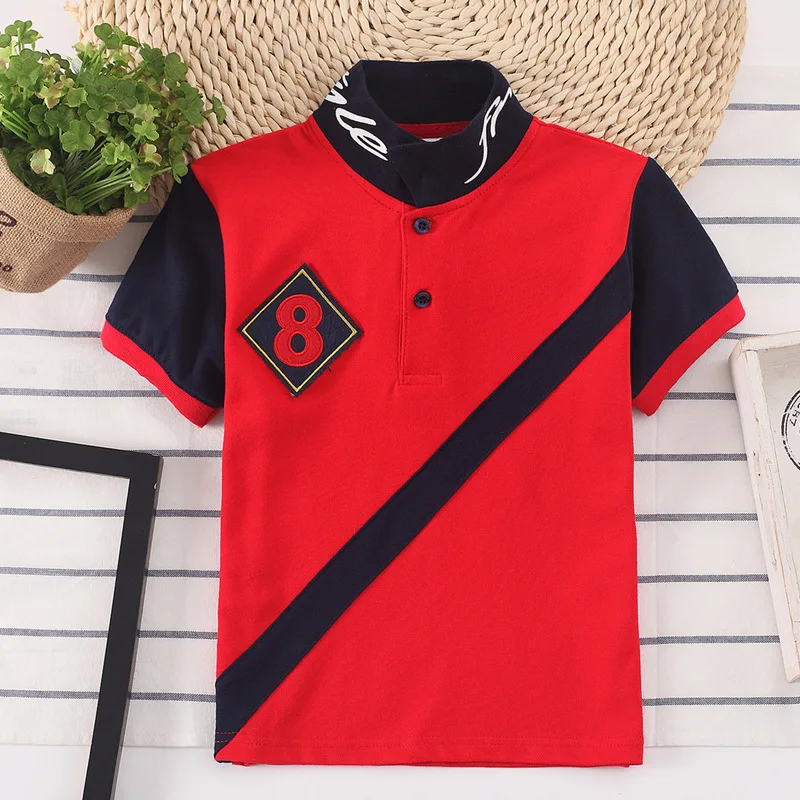 New Kids Boy Polo Shirt Patchwork Baby Sports Polo Shirts for Boys Summer Breathable Teens Tops 2-14y Children Clothes