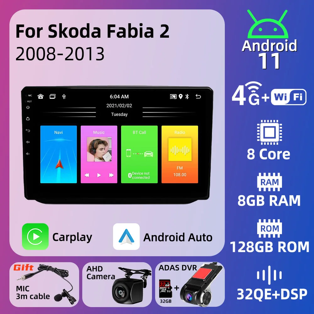 

For Skoda Fabia 2 2008-2013 Screen 2 Din Android Car Stereo GPS Navigation Radio Car Multimedia Player Autoradio Head Unit Auto
