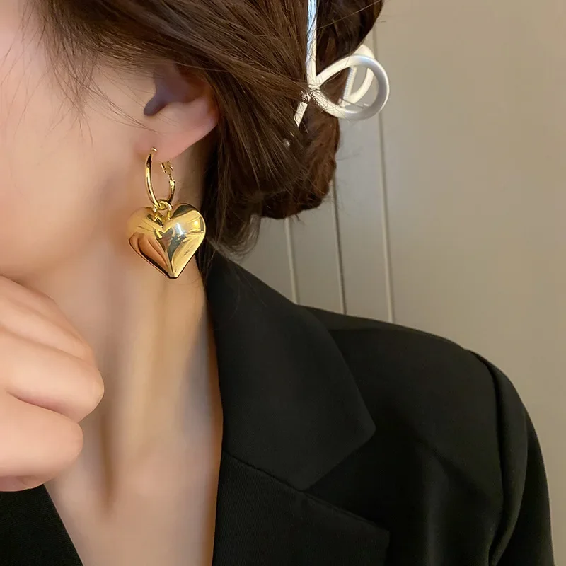 Женские серьги-подвески в форме сердца из нержавеющей стали