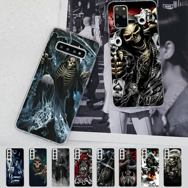 

FHNBLJ Grim Reaper Skull Phone Case for Samsung S21 A10 for Redmi Note 7 9 for Huawei P30Pro Honor 8X 10i cover