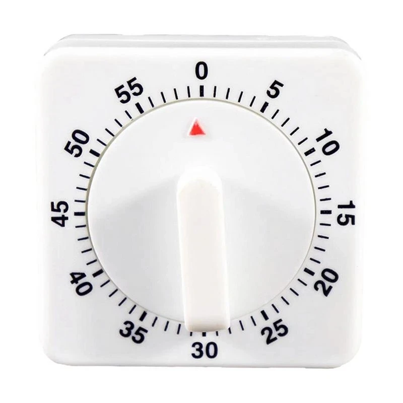 

60 Minutes Kitchen Timer Count Down Silent Alarm Reminder White Square Mechanical Timer For Kitchen Classroom Homework Office