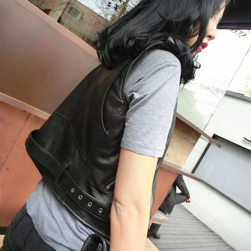 Women's suit collar short waistcoat leather 2023 spring and autumn new women's vest