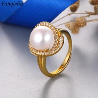 fanqieliu high quality s925 stamp cz zircon pearl gold color ring for woman new jewelry girl gift trendy fql21189