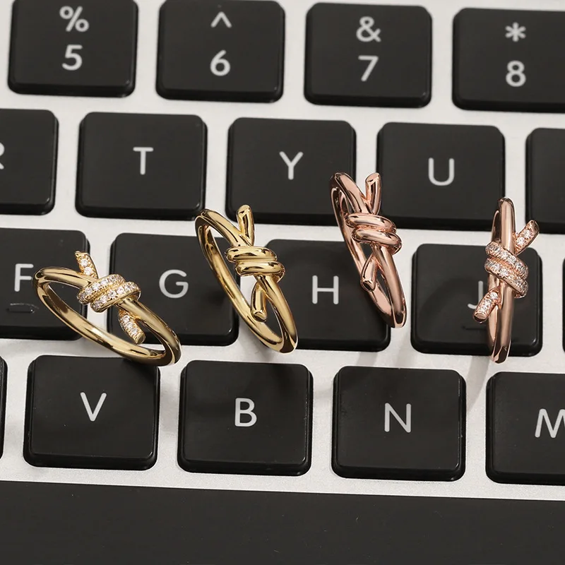 

925 Sterling Silver Knot Butterfly Ring Woman Plating 18K Rose Gold Luxury Fashion Wedding Gift For women Fine jewelry wholesale