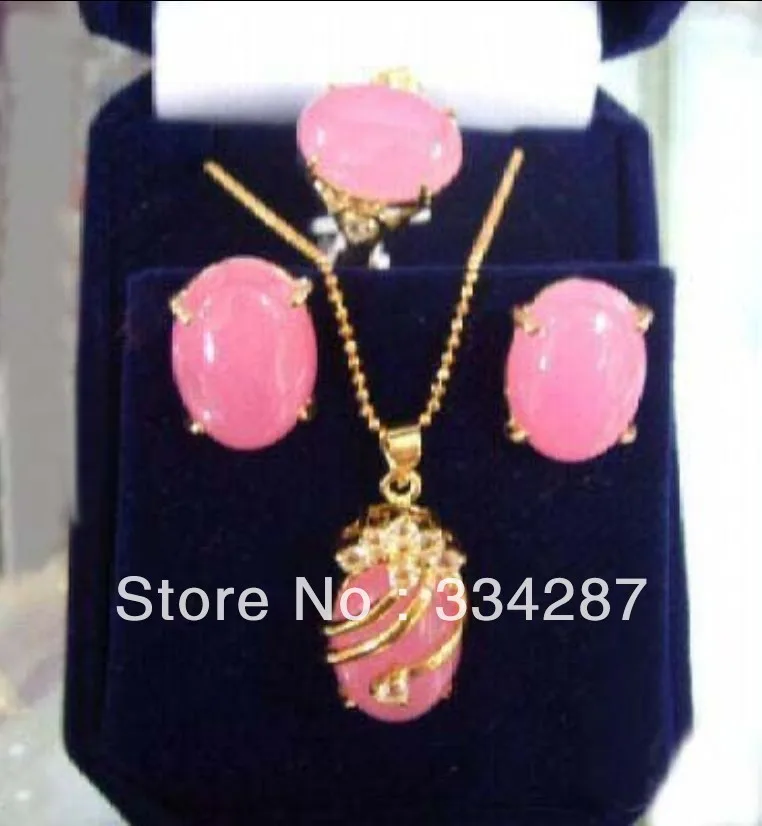 

5 color-blue/red/pink/purple/green jades-tiger eye jade earring pendant ring set