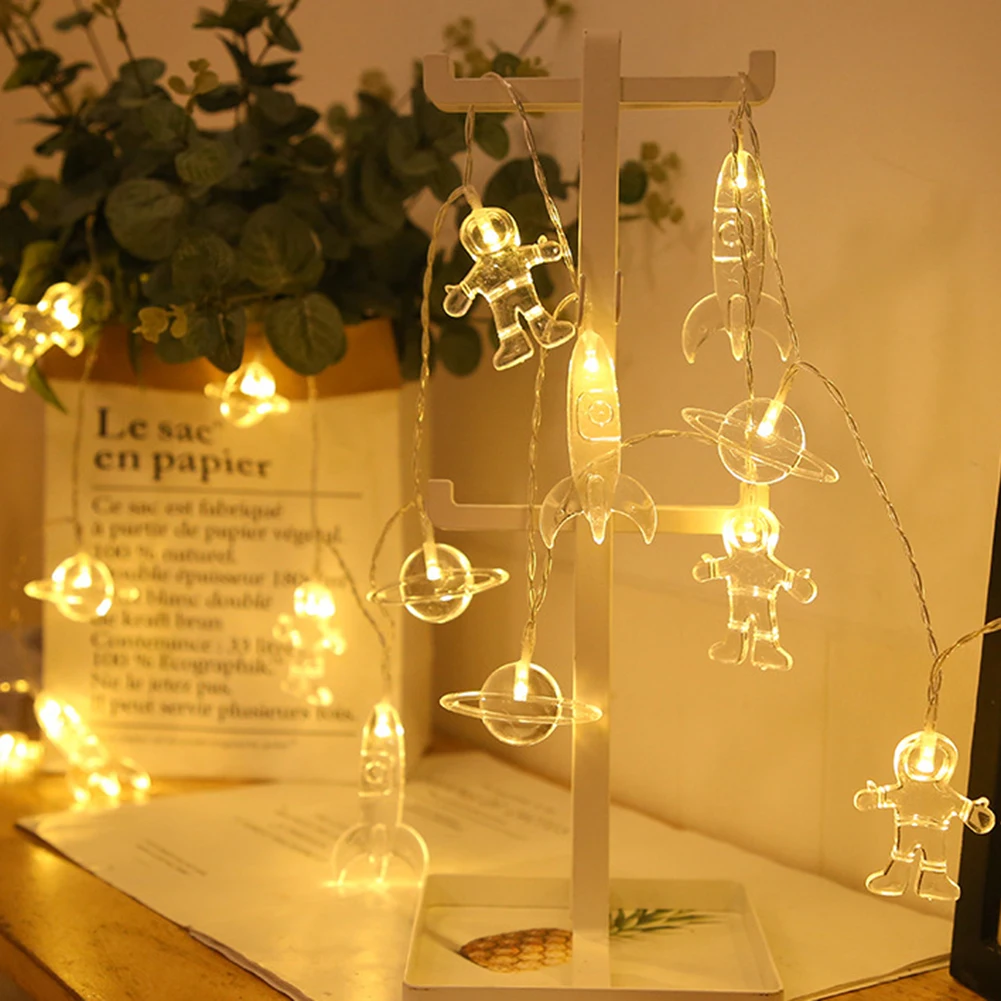 

1.5m 10LED Lights Outer Space Astronaut Red Planet Spaceship String Light Galaxy Solar System for Child Birthday Christmas Party