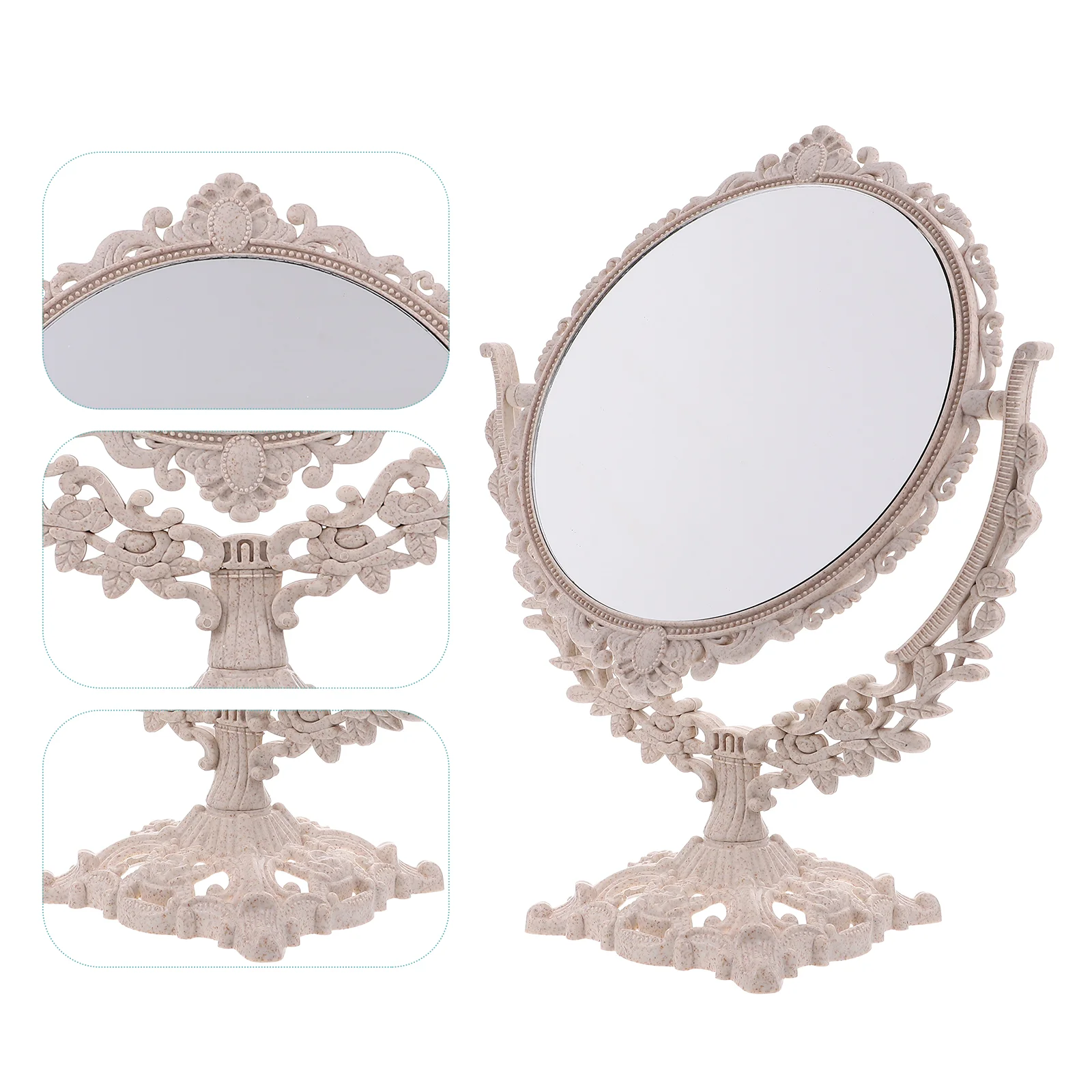 

Зеркало для макияжа, винтажное настольное косметическое зеркало в стиле ретро, настольное овальное косметическое зеркало, двухстороннее в...