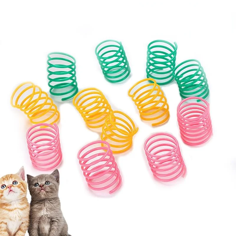 

8Pcs Cute Cat Spring Toys Wide Durable Heavy Gauge Plastic Colorful Springs Cat Toy Playing Toys For Kitten Pet Accessories Set