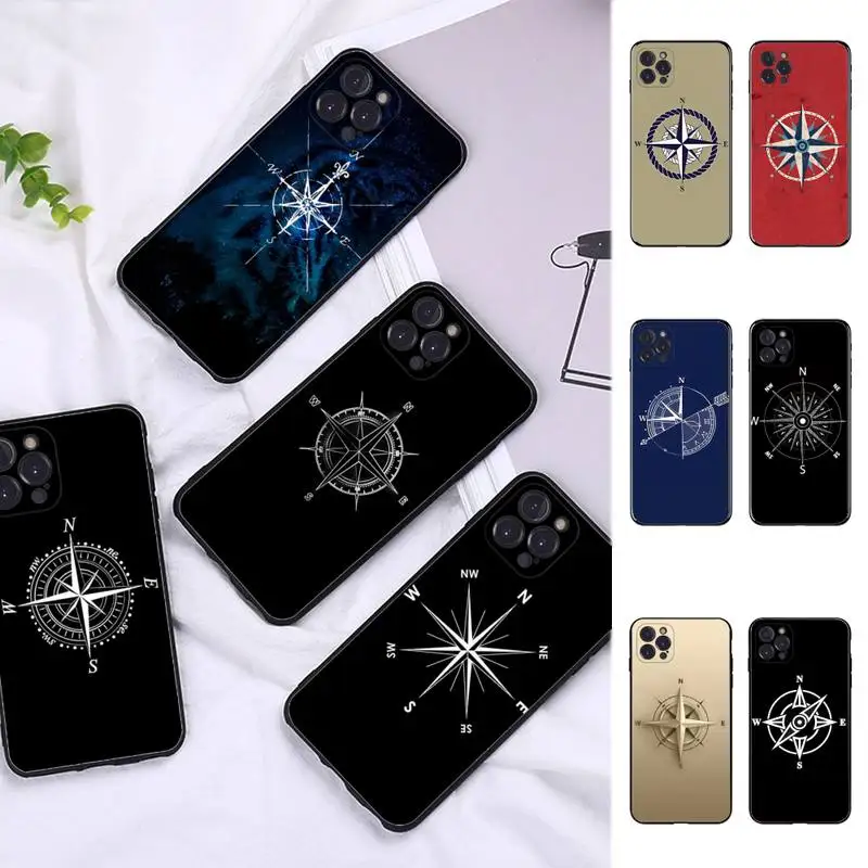 

Nautical compass logo Phone Case Silicone Soft For iphone 14 13 12 11 Pro Mini XS MAX 8 7 6 Plus X 2020 XR Shell