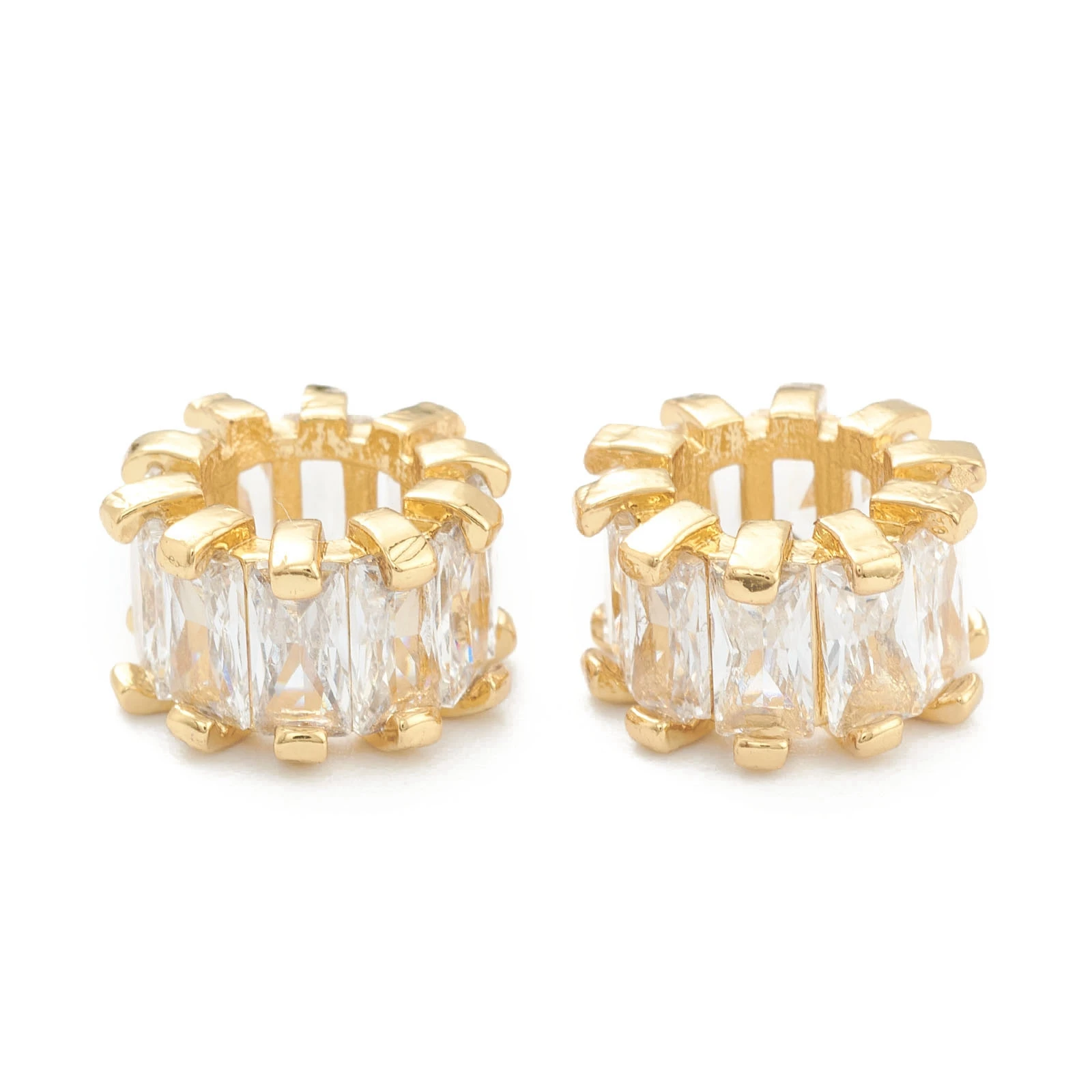 10pcs Brass Clear Cubic Zirconia Beads Large Hole Beads Long-Lasting Plated Tube for Jewelry Making DIY Bracelet Necklace