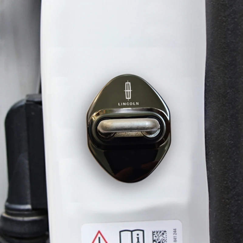 4pcs/set Stainelss Steel Car Door Lock Cover Emblem Stickers for Lincoln Continental MKC MKZ Corsair Protection Accessories - купить по