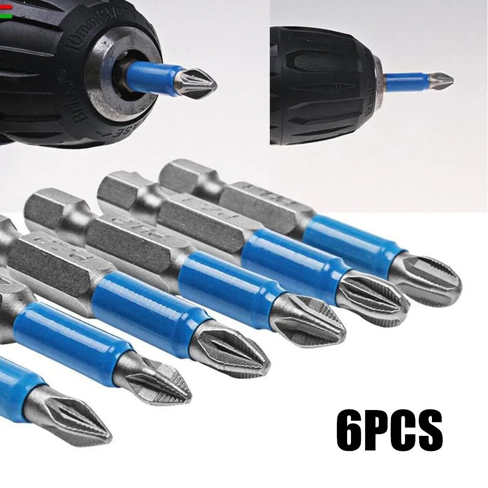 

6Pcs Anti Slip Screwdriver Bit Non-slip Screwdriver Bit Set Electric Impact 50mm PH1 PH2 PH3 PZ1 PZ2 PZ3 Drill Screwdriver Tool