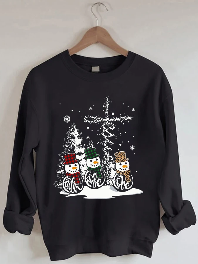 

Christmas Faith Hope Love Jesus Casual Print Crew Neck Sweatshirt