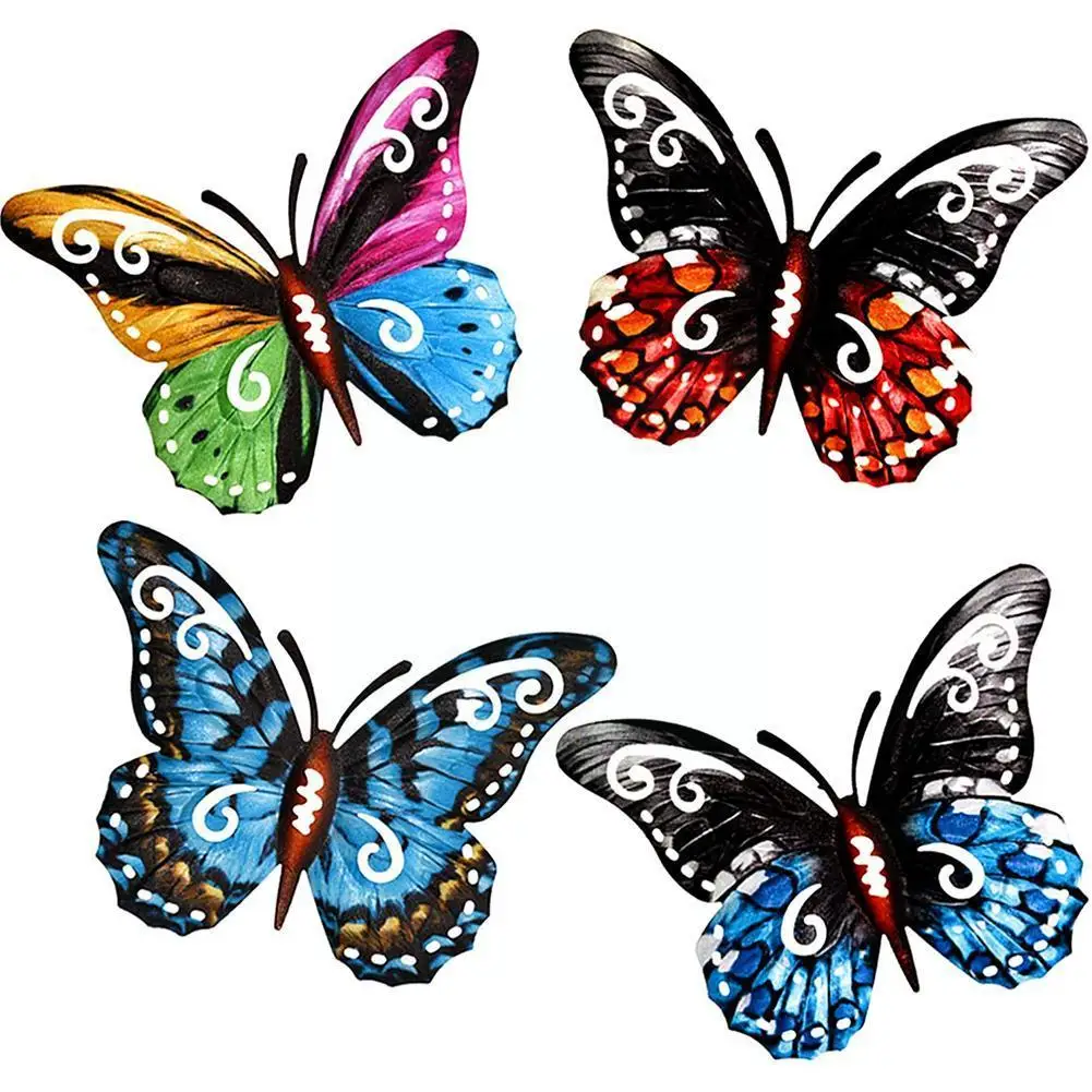 

1Pc Metal Butterfly Home Craft Gift Pendant Wall Hanging Outdoor Garden Miniaturas Sculpture Statues Animal Artwork Decor I H7T1