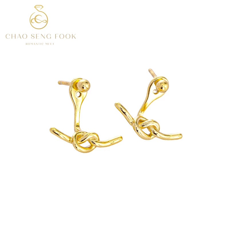 

Stud Earrings For Women Chao SengFook Small Metal Knot Sterling Silver Plated Anti-Allergy Personalized Fashion Minimalist Acc