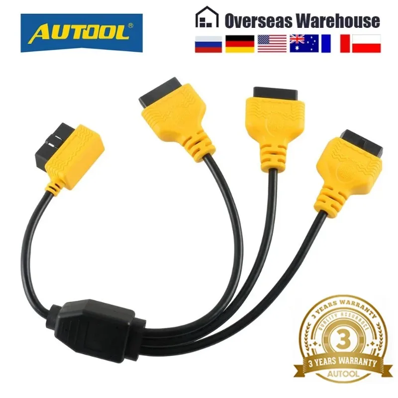 

AUTOOL OBD2 Splitter Cable OBD 2 Extend Y Cables 1 to 3 Converter Adapter Wire 50cm J1962M to 3-J1962F OBD2 Extension Split Cord