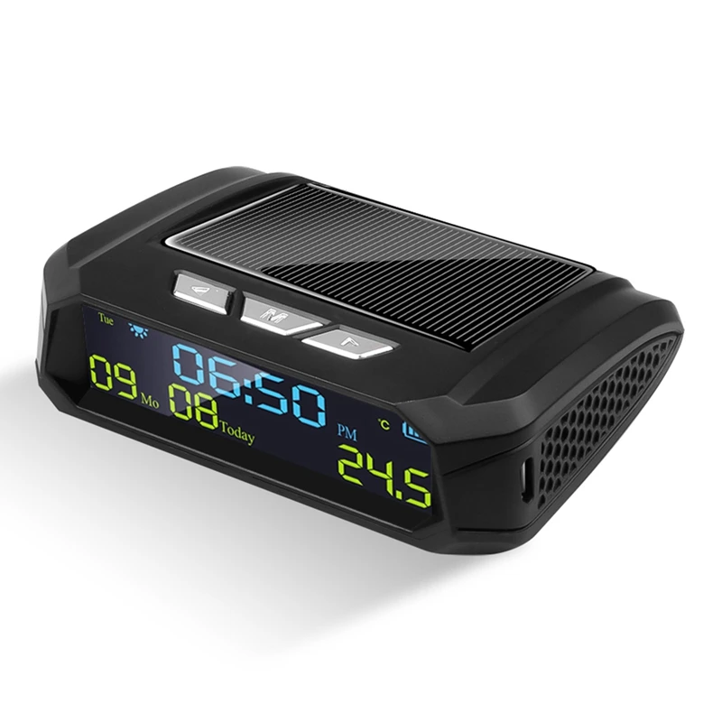 Автомобильные цифровые часы на солнечной батарее с ЖК-дисплеем