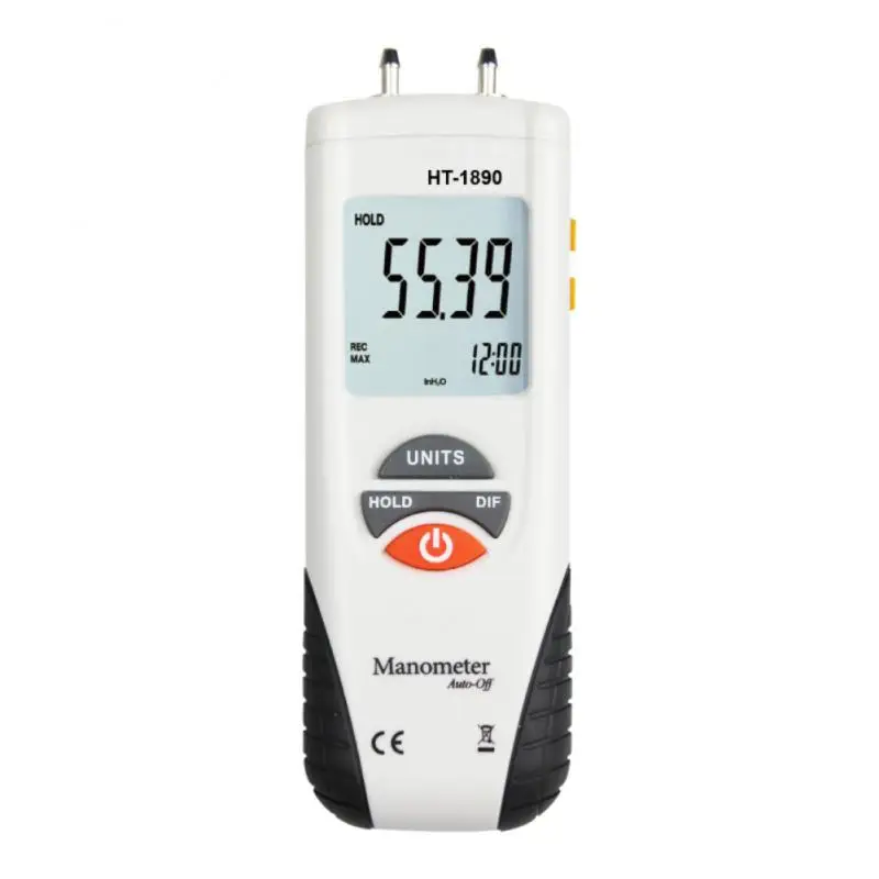 

High performance LCD HT-1890 Digital Manometer Air Pressure Meter air pressure Differential Gauge 55H2O to +55H2O Data Hold 4.7