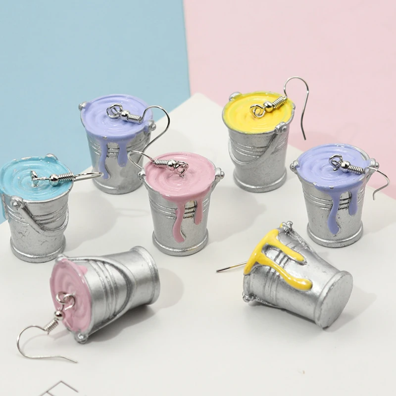 

Paint Bucket Earrings Funny Paint Bucket Earrings Art Girl Women Jewelry Accessories Pendant Gift