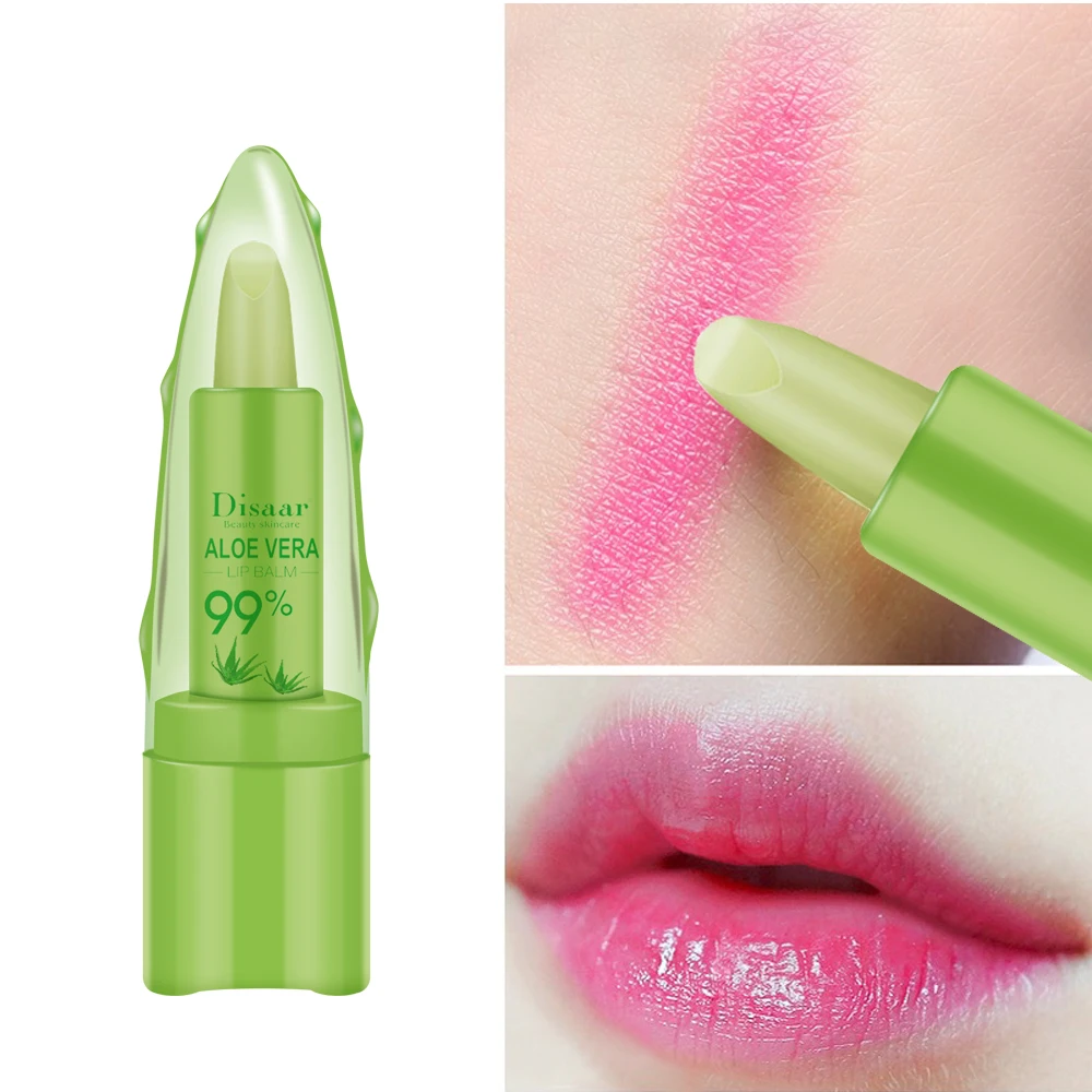 

Disaar Moisturizing Aloe Vera Lip Balm 1 Pcs 4ml Temperature Color Change Natural Brighten Lips Nourishing Lip Balm DS51970