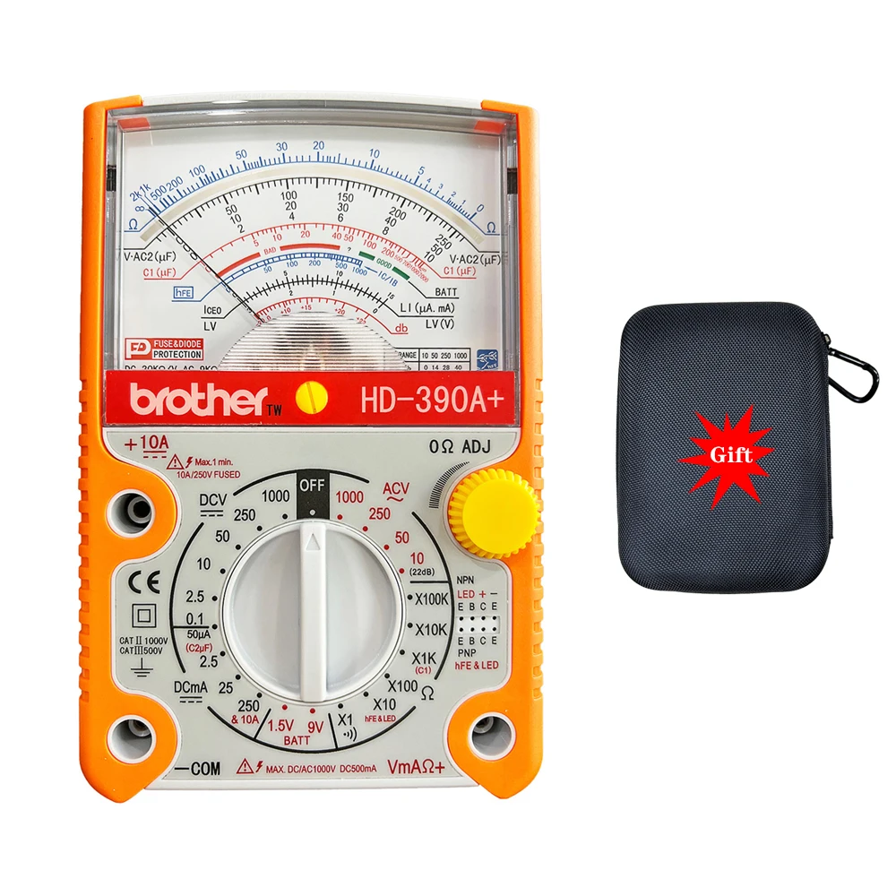 

Brother HD-390A + аналоговый мультиметр, высокоточный механический Электрический указка для обслуживания дома, мультиметр с полной защитой