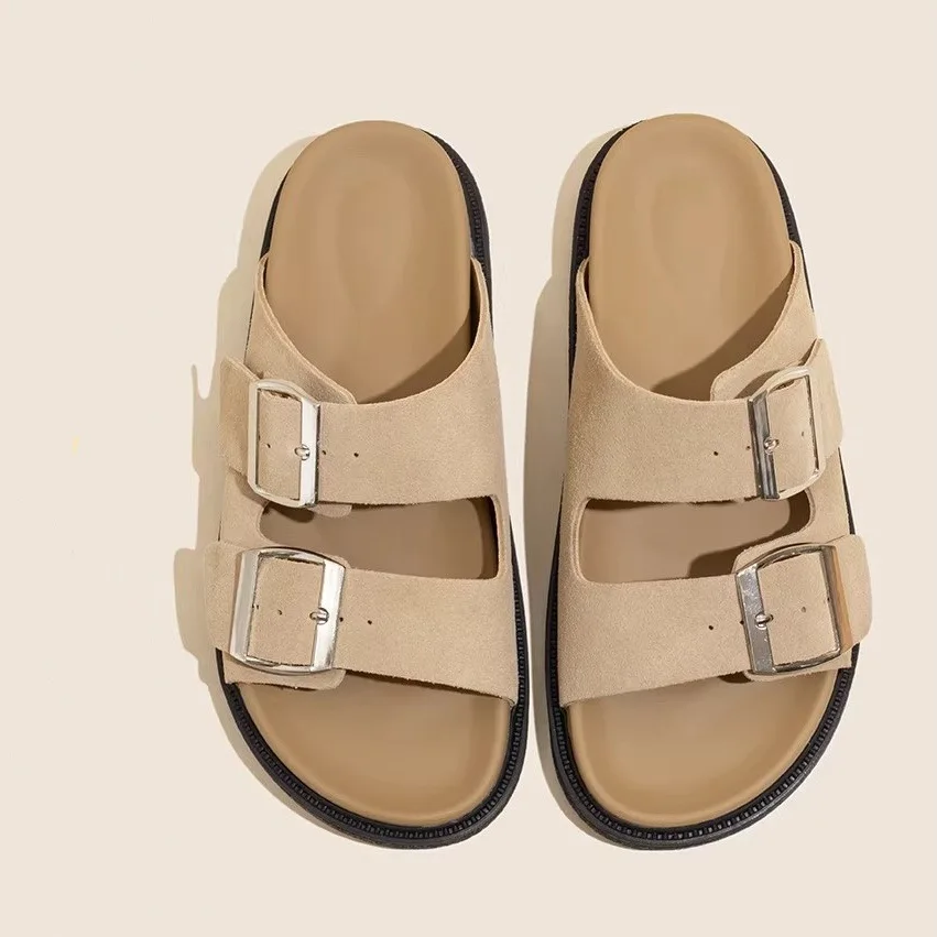 Женские туфли женские тапочки уличные низкие сланцы на платформе Мягкие Летние