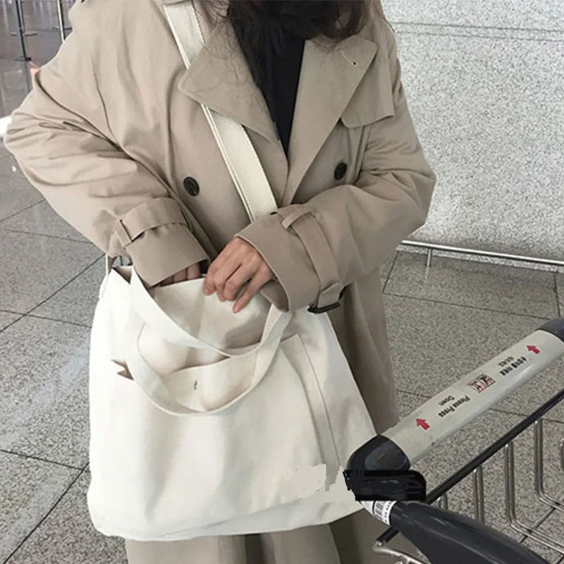 

Однотонная художественная Холщовая Сумка для девушек, вместительная Студенческая Сумочка через плечо для ленивых женщин