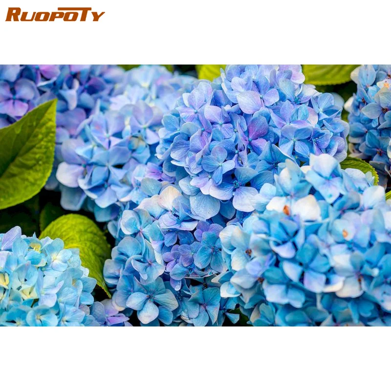 

Алмазная 5D картина RUOPOTY с голубыми цветами, наборы мозаики стразы, картина, Новое поступление, алмазная вышивка «сделай сам», домашний декор,...
