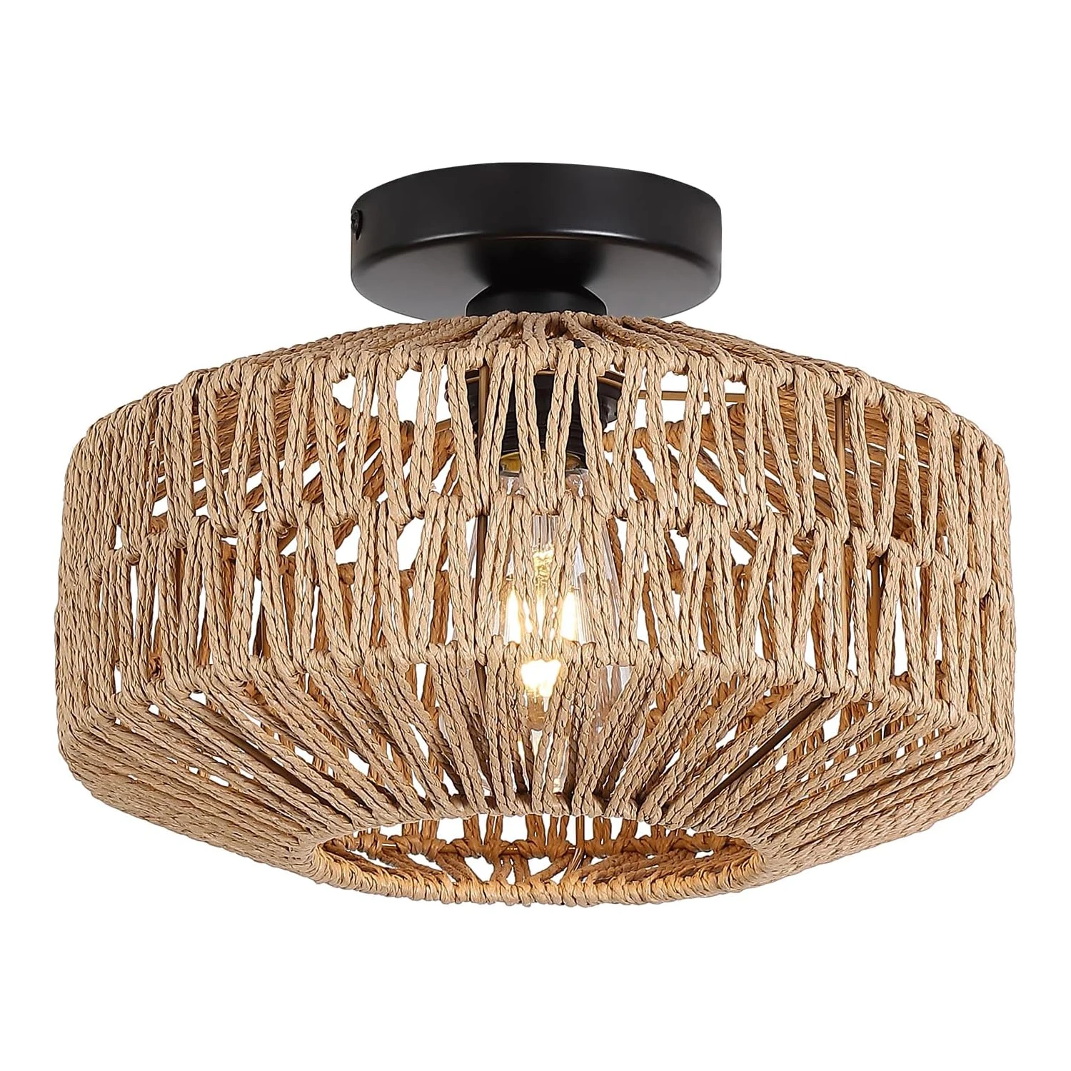 Светильники в стиле бохо потолочное крепление мини-люстра из ротанга с