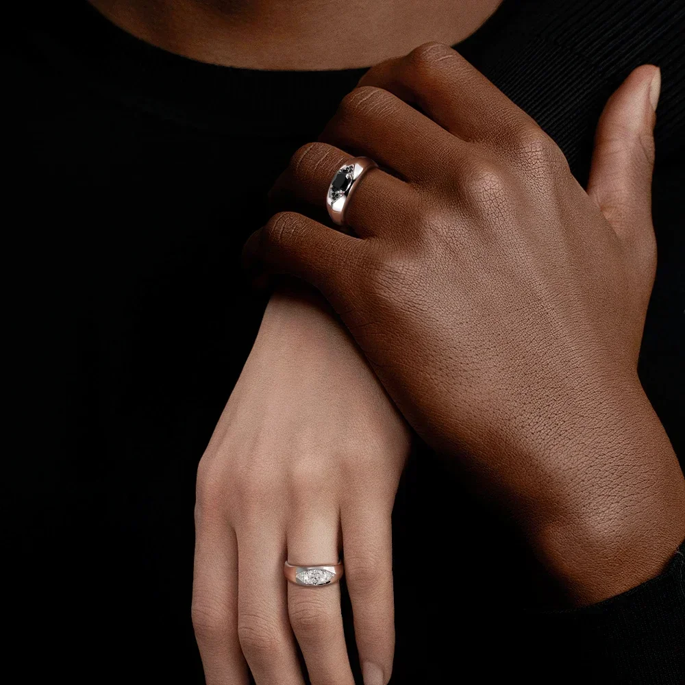 Обручальные кольца для мужчин и женщин овальная огранка 5 х7 мм серебро 925 пробы