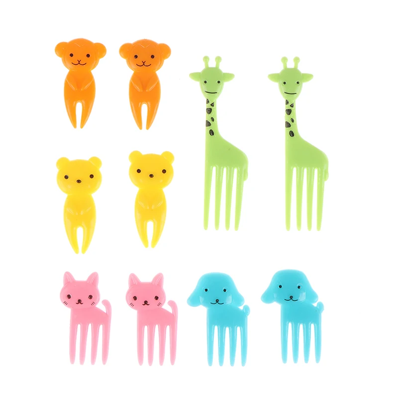 

10pcs Mini Animal Farm Cartoon Food Picks Children Snack Cake Dessert Food Fruit Forks Lunch Bento Accessories Party Decor