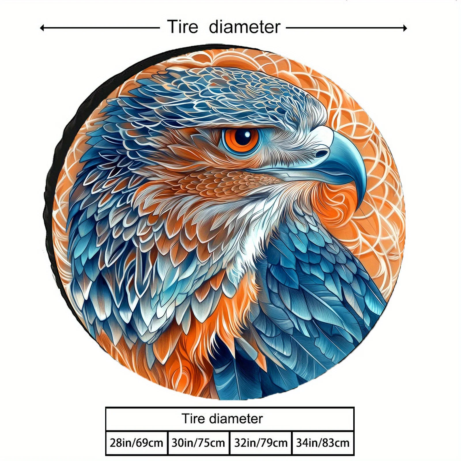 

Оранжево-синий чехол для запасного колеса Eagle с градиентом, прочный для приключений на свежем воздухе с модным эластичным дизайном по краю, подходит для различных вещей