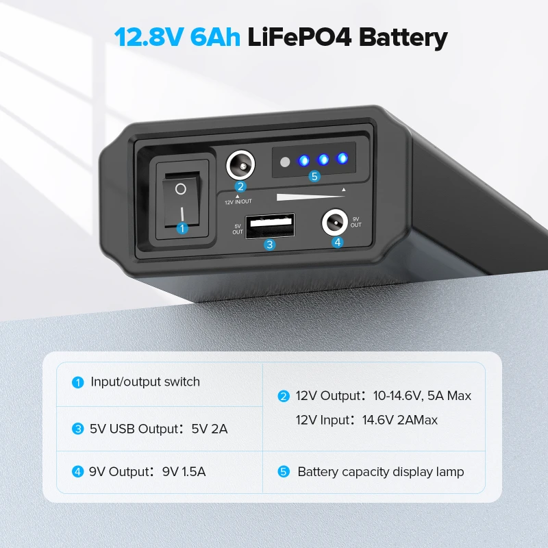 Аккумулятор для NASTIMA 12 В 6000 мАч 9 в пост. Тока 5
