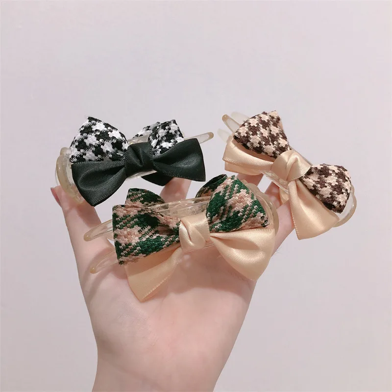 

Elegant Plaid Bow Hair Claws Clips Hairpin Crab for Girls Women Child Holiday Party Gift Hair Accessories Headwear Ornament
