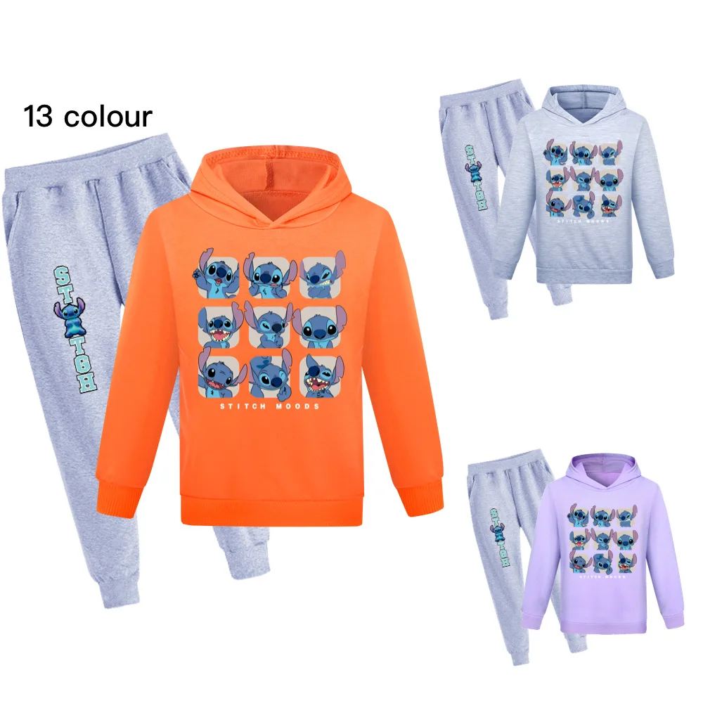 

2022 Stitch New Boys Girls Hoodie Sets Kids Clothes Sweatshirts Hoodies and Pants Kids Clothing Sets Spring Autumn 2-16 Y