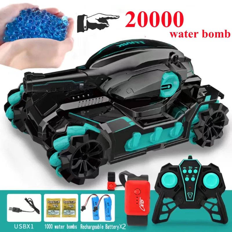

2.4G RC Car 4WD Water Bomb Tank Gesture Radio Remote Controlled Shooting Competitive 360°Stunt Drift Off-road Car Kids Toy Gifts