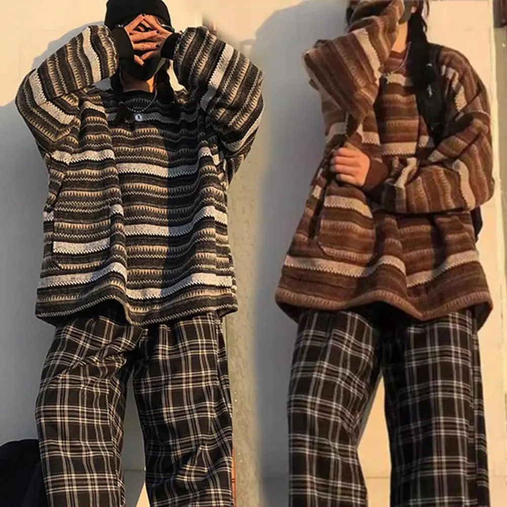 

Женский свитер, эластичный мягкий Зимний вязаный пуловер в полоску с пэчворком, свитер, уличная одежда