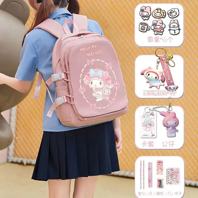 

Sanrio Melody Cute Schoolbag Student Lightweight Spine-Protective Burden Reduction Transparent JK Variety Backpack