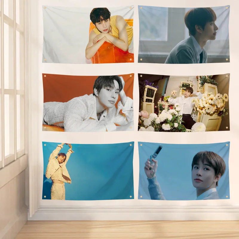 Идол JUNGWOO Певица Ablum Флаг Дизайн С 4 Отверстиями Полиэстер Подвесные Декоративные