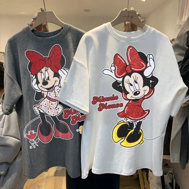 Женская футболка Kawaii Minnie одежда в стиле Харадзюку корейская модная большого