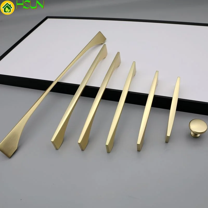 Nordic modern simple handle cabinet wardrobe door drawer yellow bronze American light luxury European