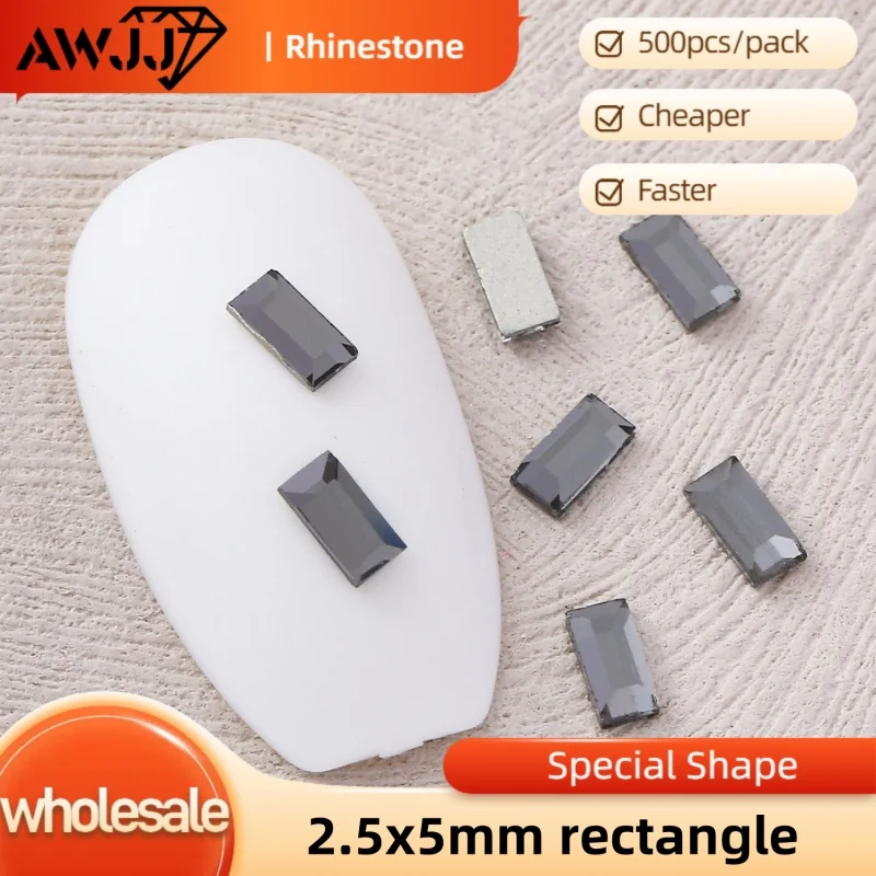 Фото Оптовая продажа AWJJ 500 шт. 2,5x5 мм прямоугольный маджонг Фэнтези самоклеящиеся стразы для дизайна ногтей: поиск роскоши и долговечности №5