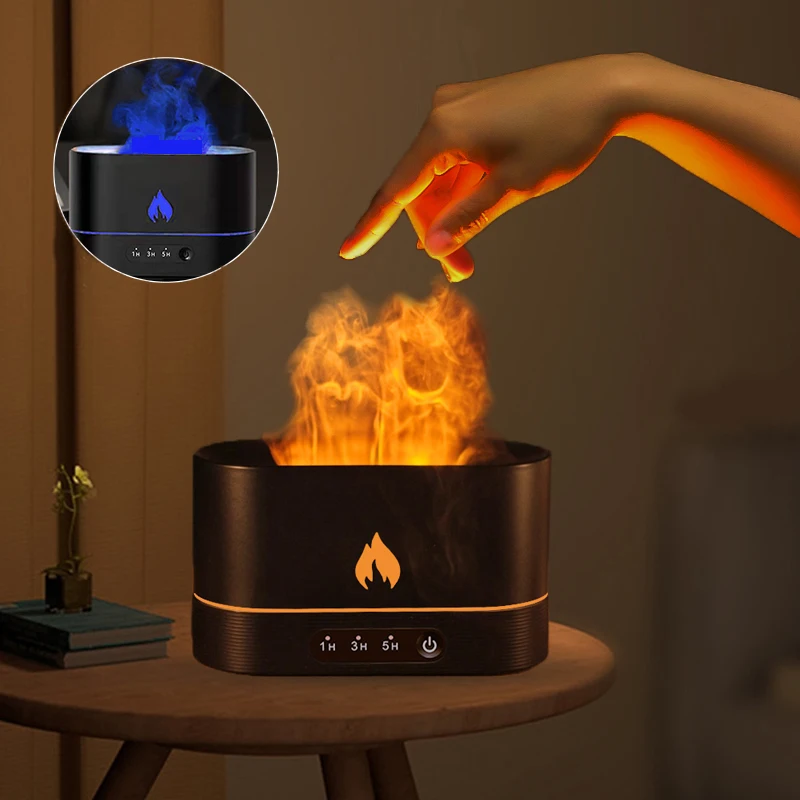 

Светодиодный ночсветильник для ароматерапии с пламенем, увлажнитель воздуха с USB, декоративная настольная лампа для спальни, офиса, успокаи...