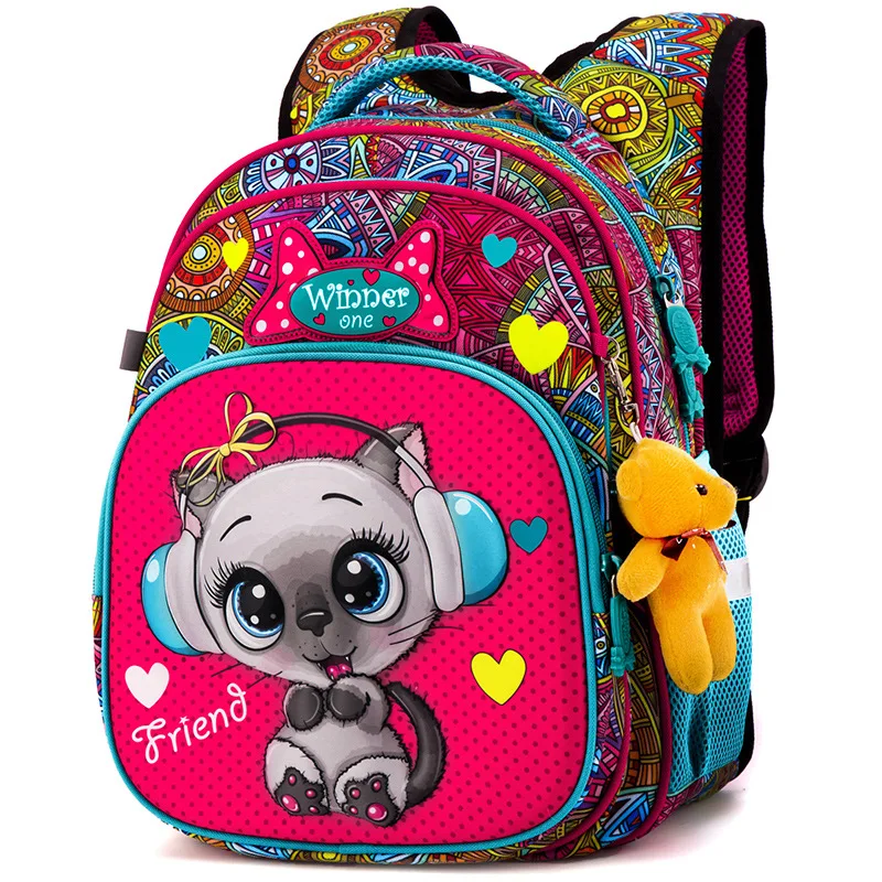 

Ортопедический школьный ранец для девочек, брендовый Детский рюкзак для начальной школы с мультипликационными собаками, Детская сумка, 2021