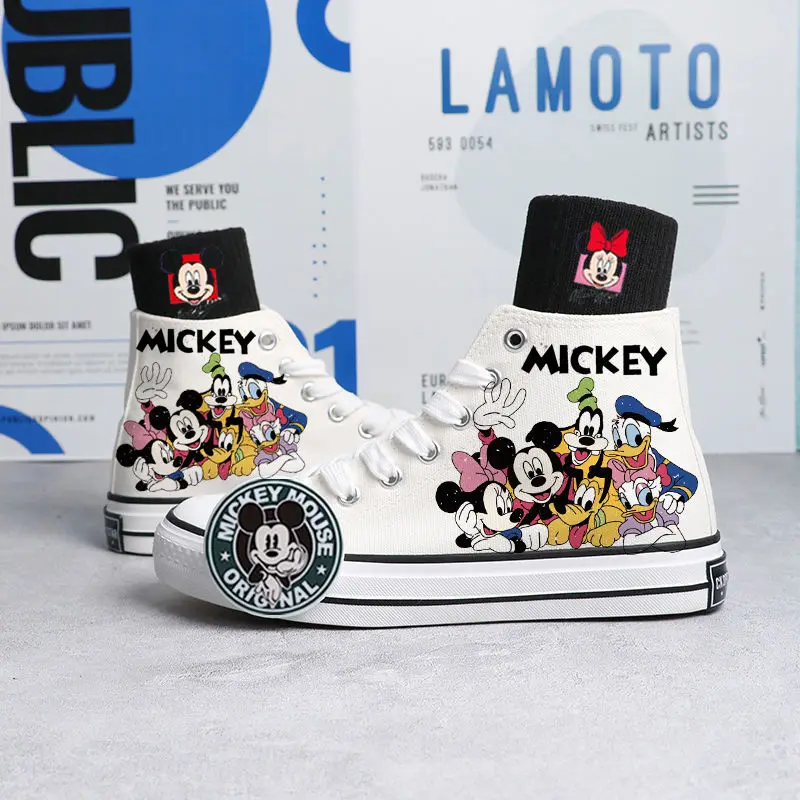 Disney Autumn 2022 new Joint Name Mickey Minnie Canvas Shoes Hand-painted Board Shoes For Boys And Girls Korean Version