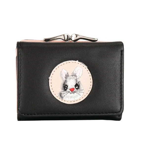 

Новый стиль, короткая женская маленькая сумка с зажимом, однотонная Милая женская мини-кошелек для монет, держатель для карт