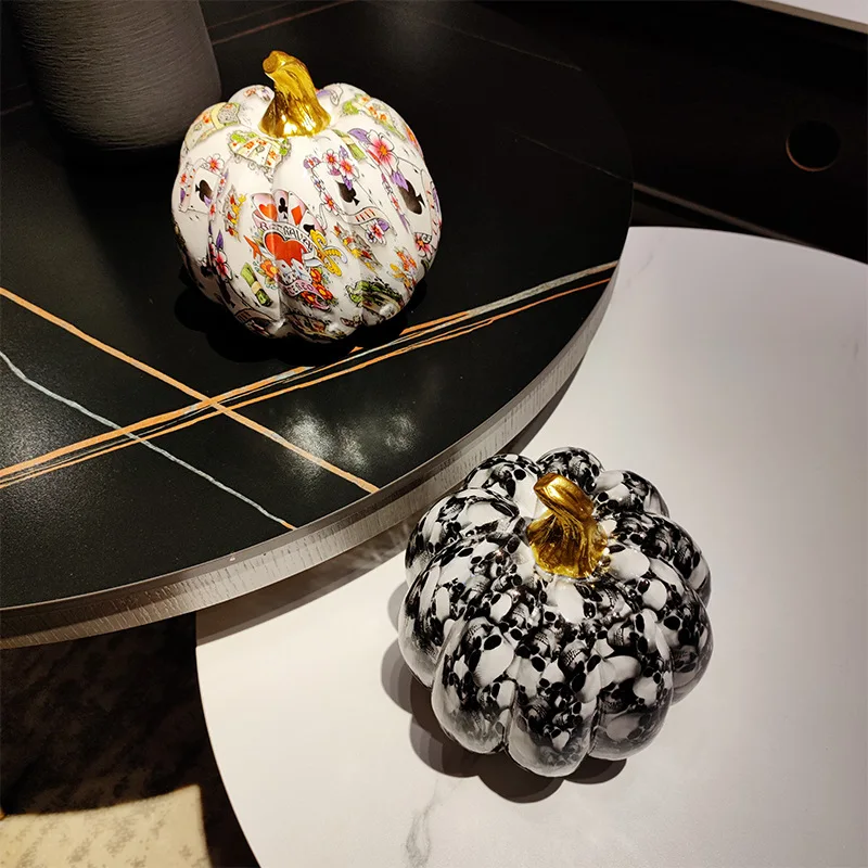 

Креативное переводное украшение с принтом тыквы, красочное украшение ручной работы для дома, гостиной, офиса, праздничное украшение для сбора урожая