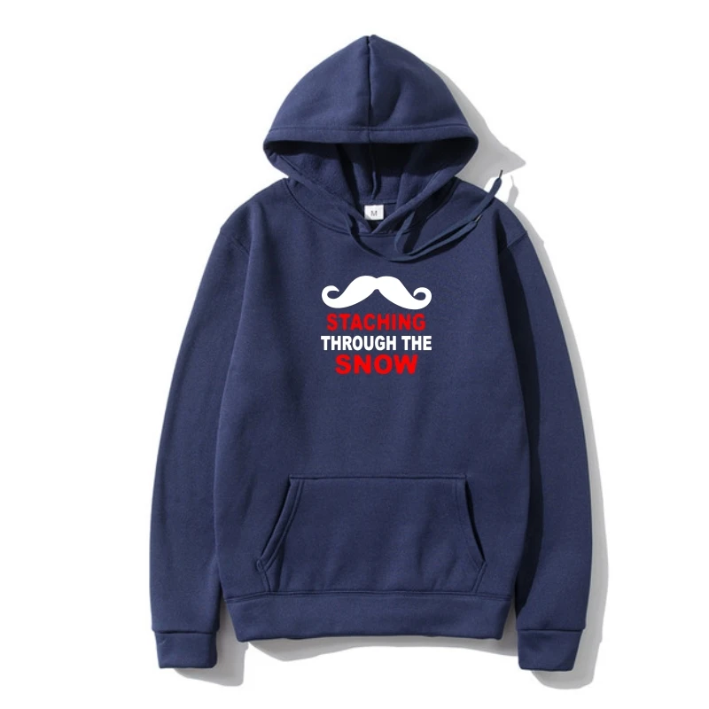 

Staching Through The Snow Moustache Funny Black Outerwear. Bes Christmas Gift. Fleece Autumn Hoodys Hoody Hoodie