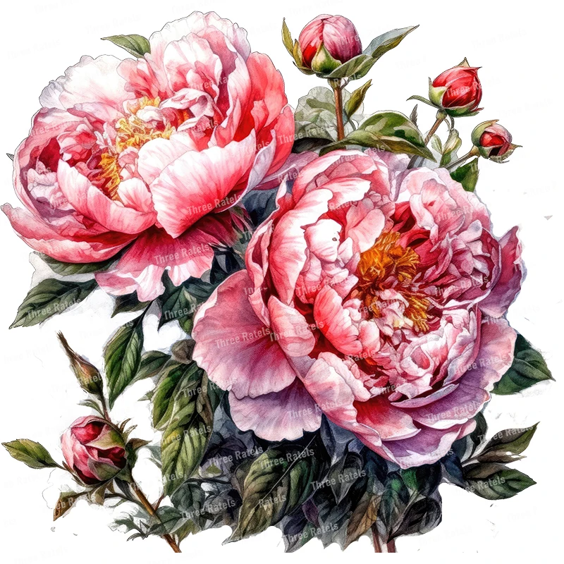 Красивые наклейки с пионами Three Ratels QCF337 для украшения дома настенные мебели и