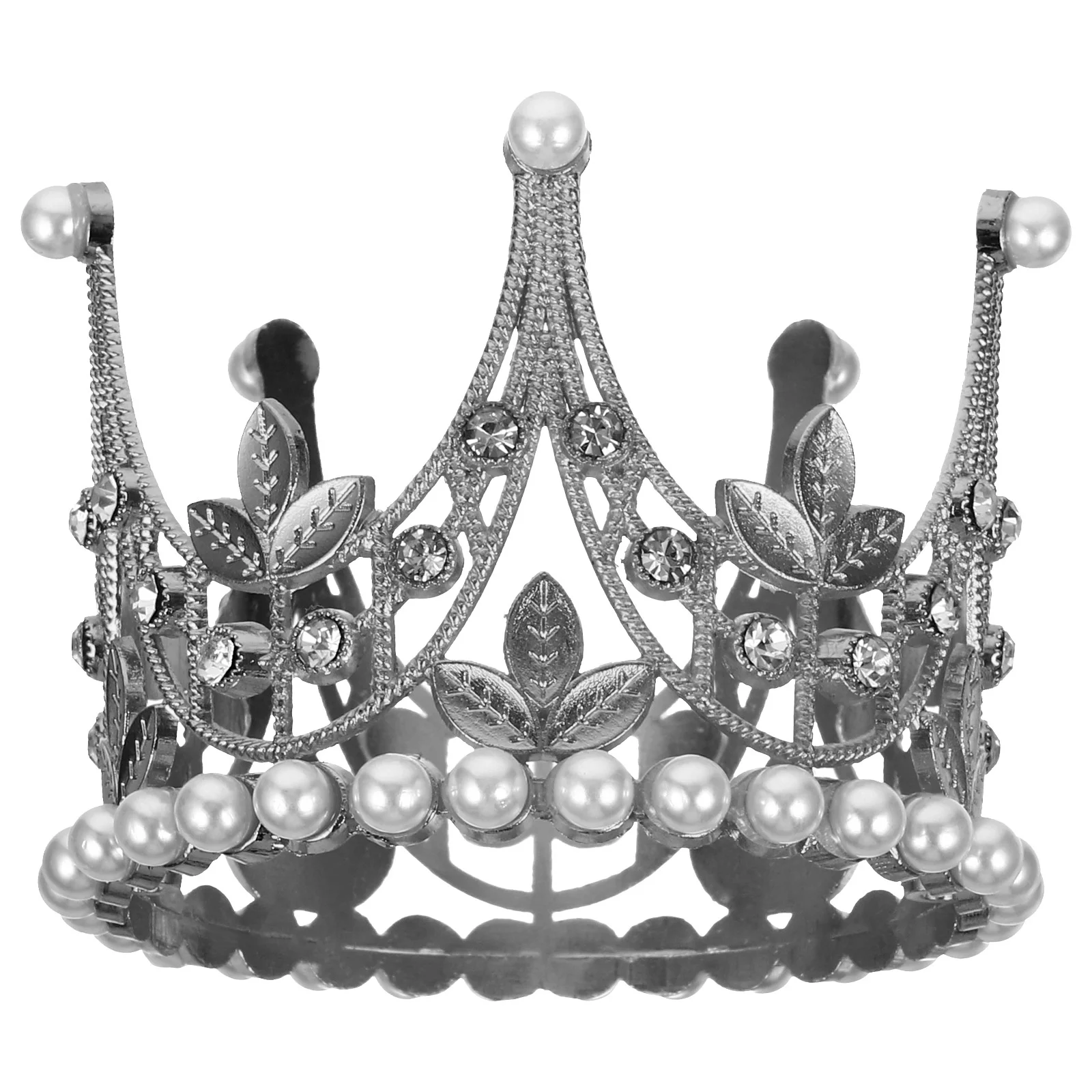 

Alloy Crown Delicate Pearl Crown Shaped Topper for Wedding Birthday Cake
